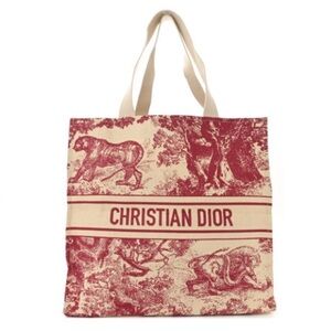 Christian Dior Dioriviera Red Straw Tote Bag